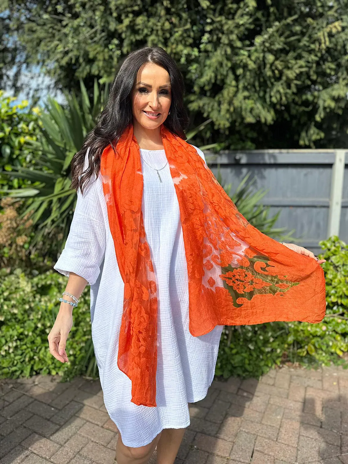 Orange Delicate Silk Blend Scarf