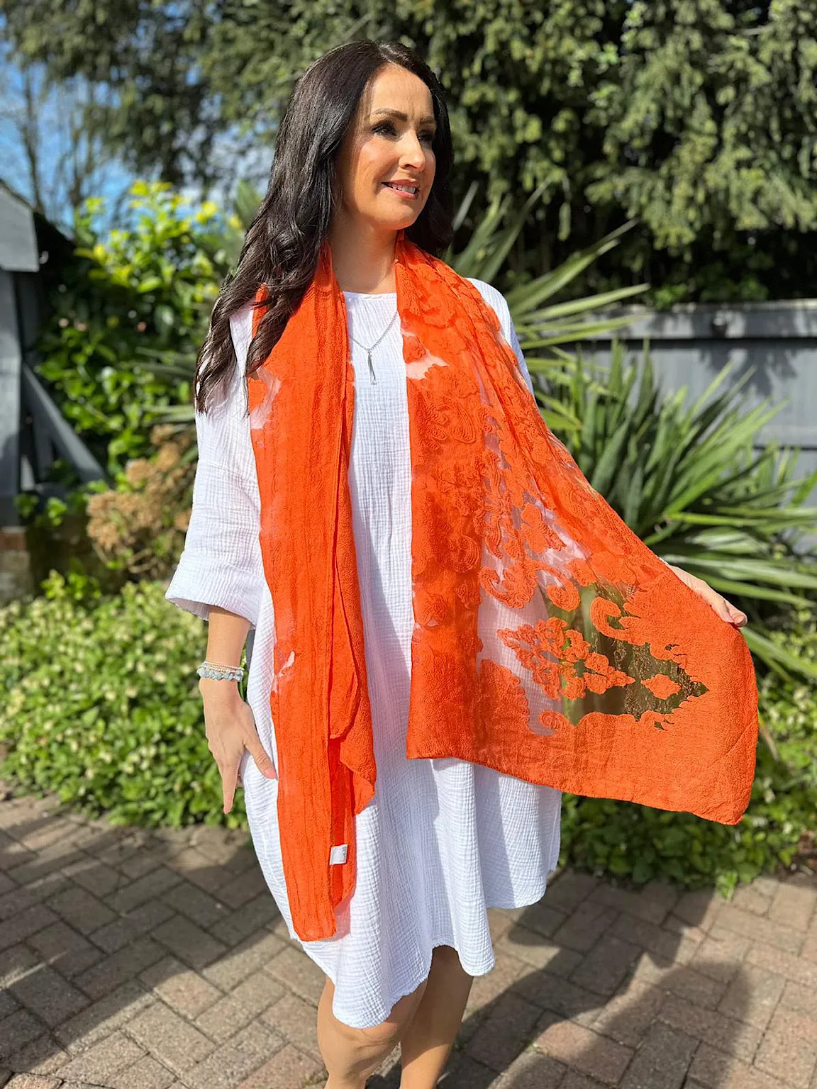 Orange Delicate Silk Blend Scarf