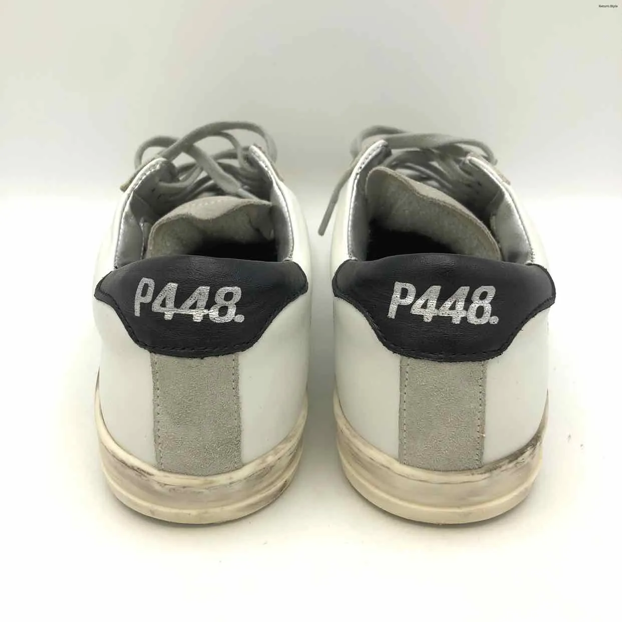 P448 White Gray & Black Leather Sneaker Shoe Size 40 US: 9-1/2 Shoes