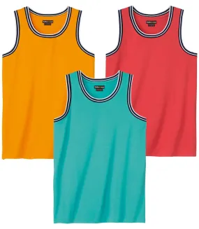 Pack of 3 Men's Beach Vests - Yellow Turquoise Coral