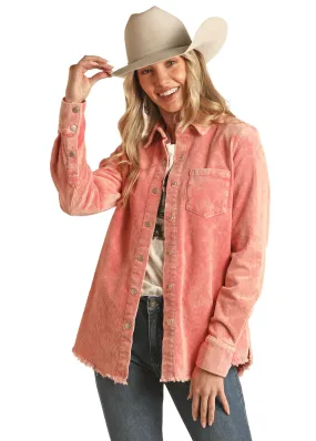 Panhandle Slim Womens Corduroy Coral Long Sleeve Shirt