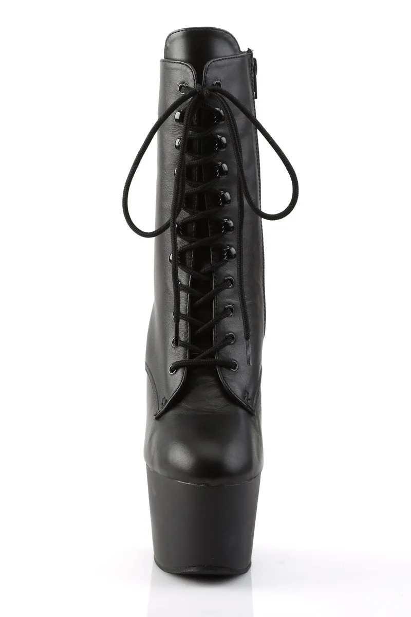 Pleaser USA Adore-1020 7inch Real Leather Pleaser Boots - Matte Black