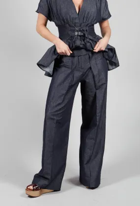 Pleated Trousers in Denim