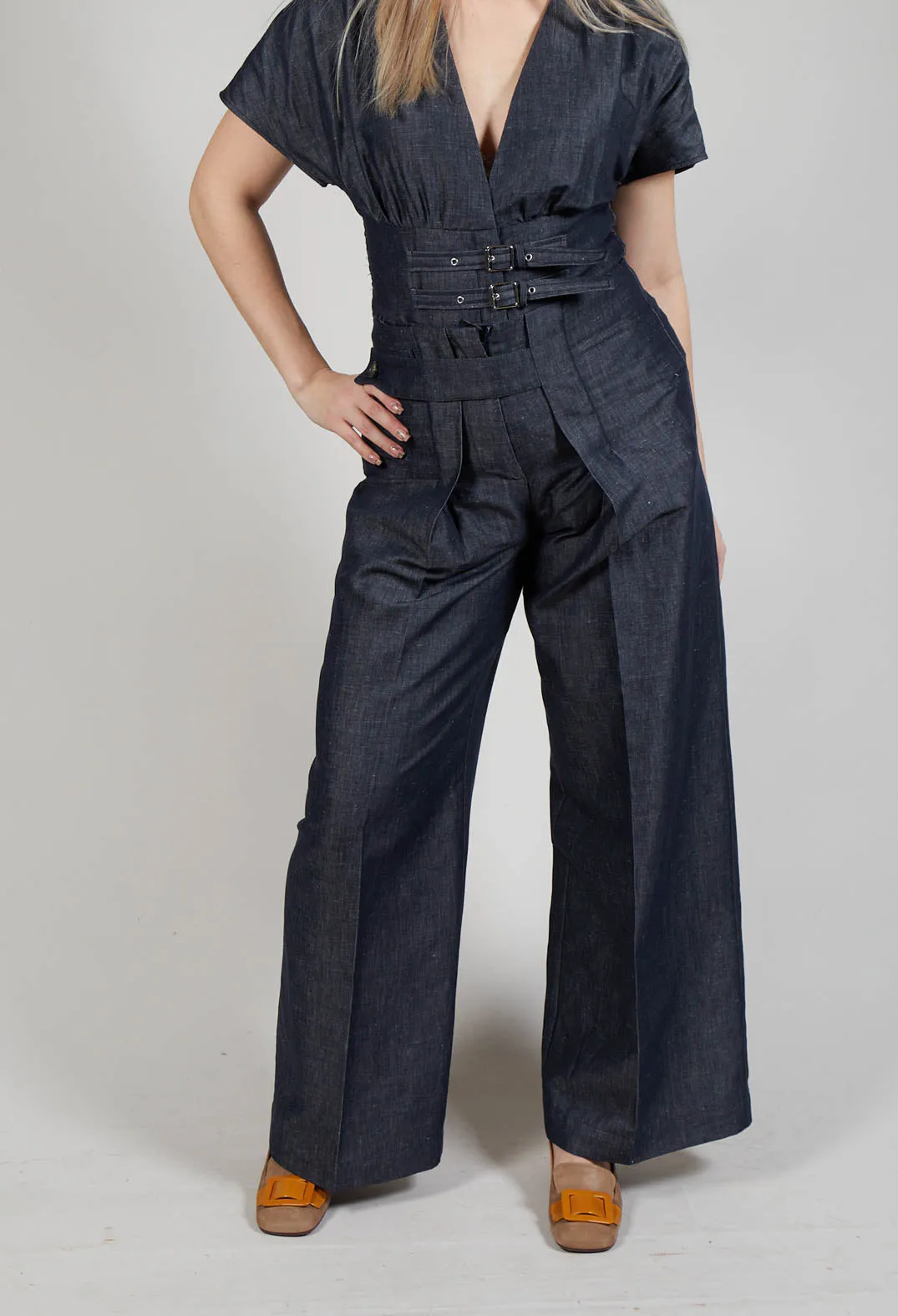 Pleated Trousers in Denim