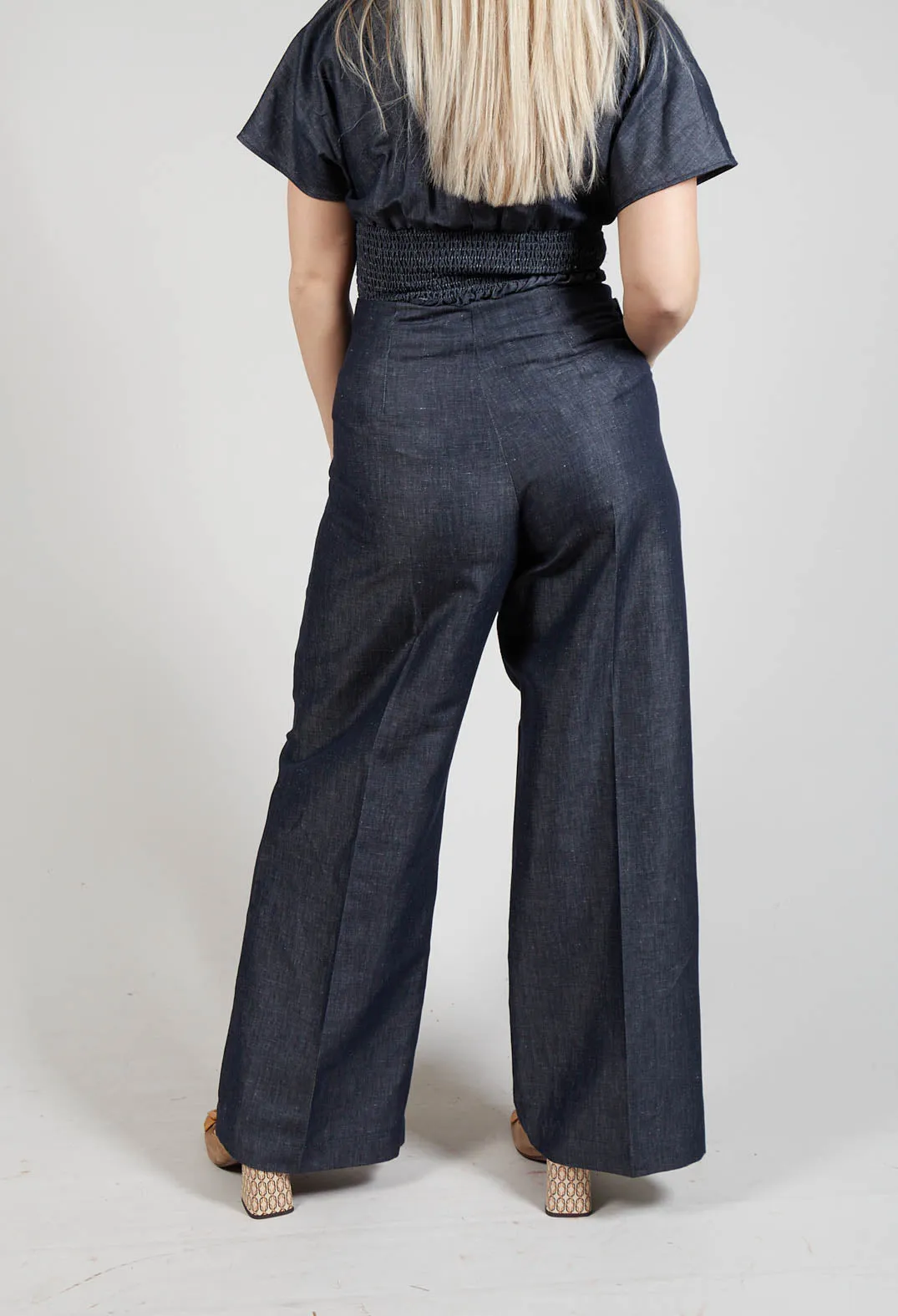 Pleated Trousers in Denim