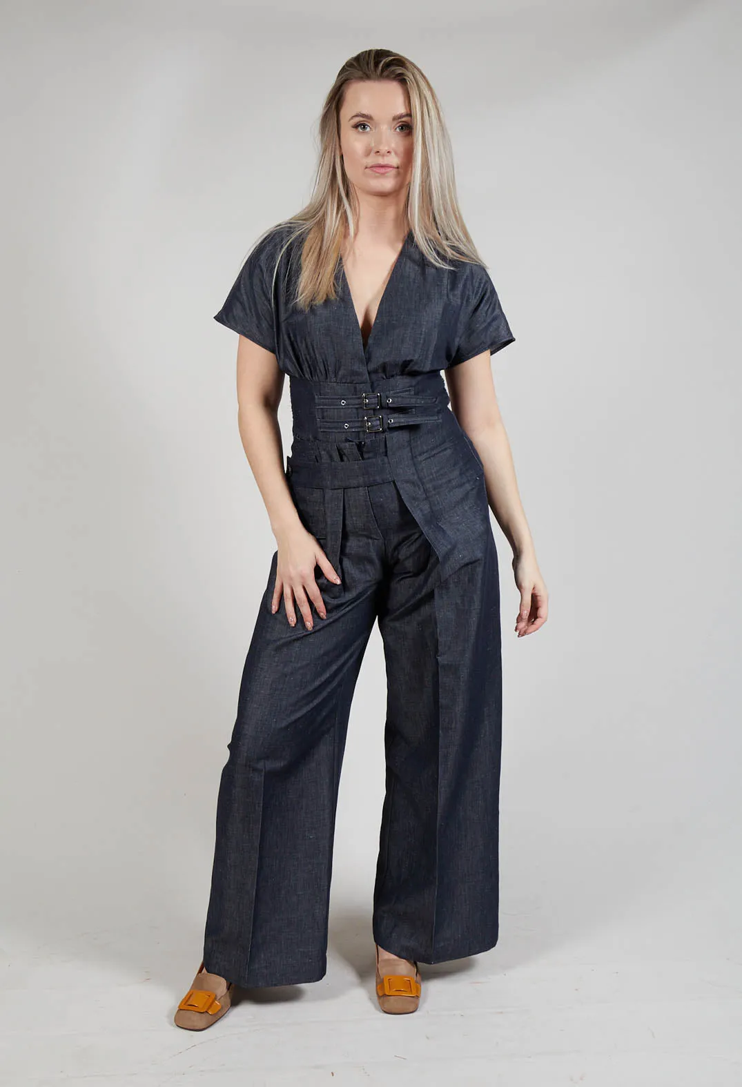 Pleated Trousers in Denim