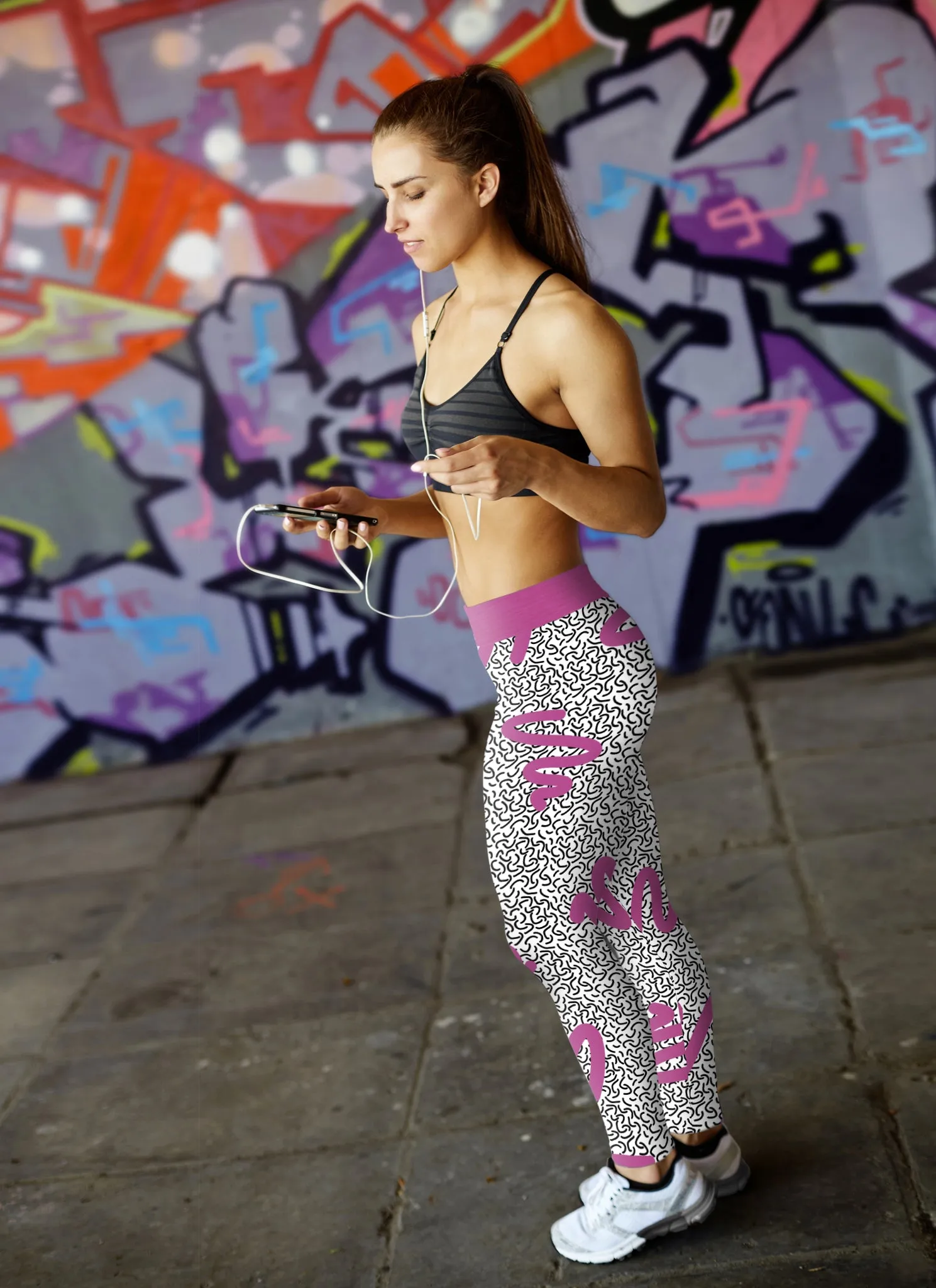 Purple Waves Memphis Style Leggings