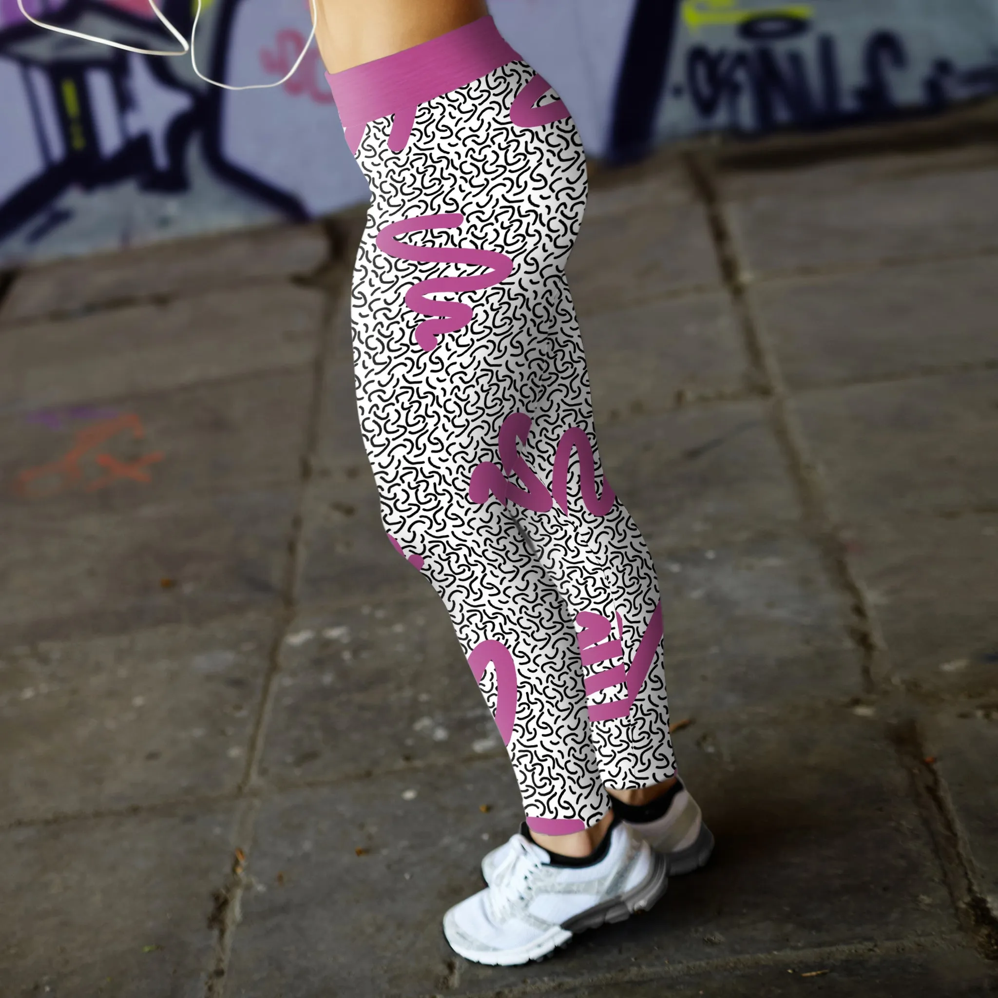 Purple Waves Memphis Style Leggings