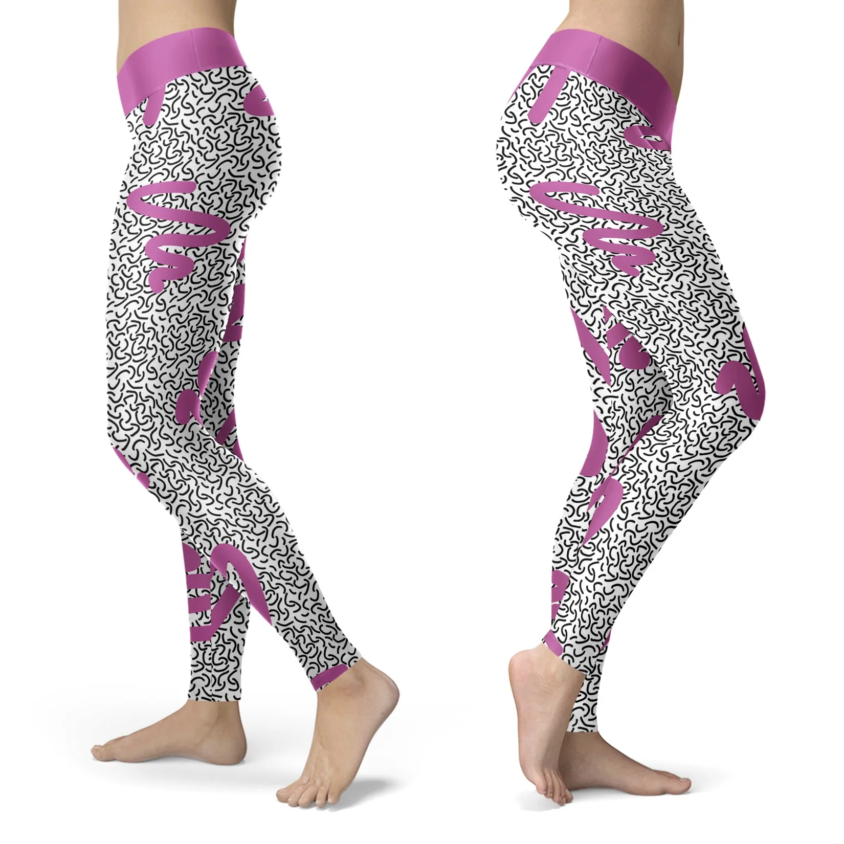 Purple Waves Memphis Style Leggings