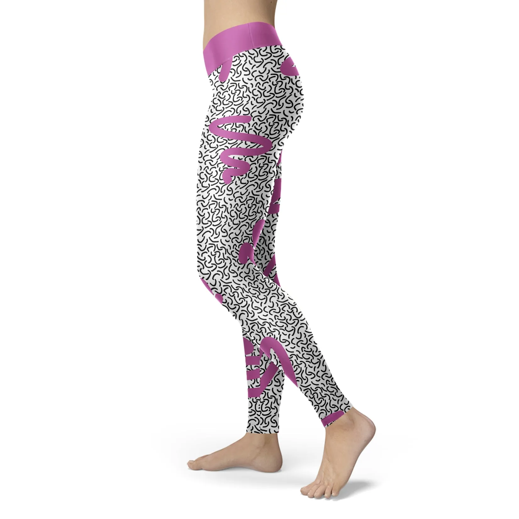 Purple Waves Memphis Style Leggings