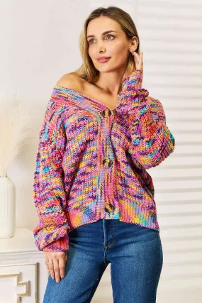 Rainbow Marled Cardigan