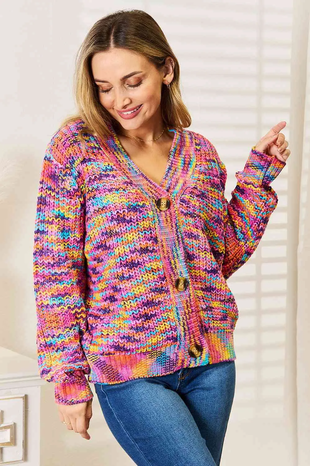 Rainbow Marled Cardigan