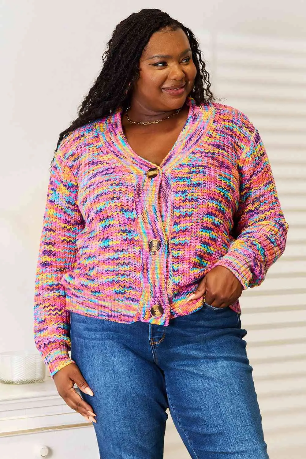 Rainbow Marled Cardigan