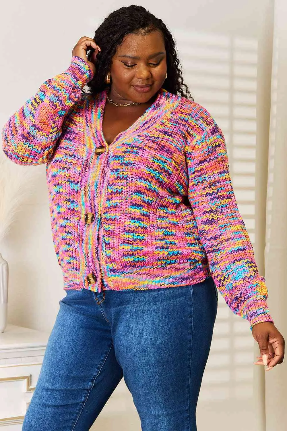 Rainbow Marled Cardigan