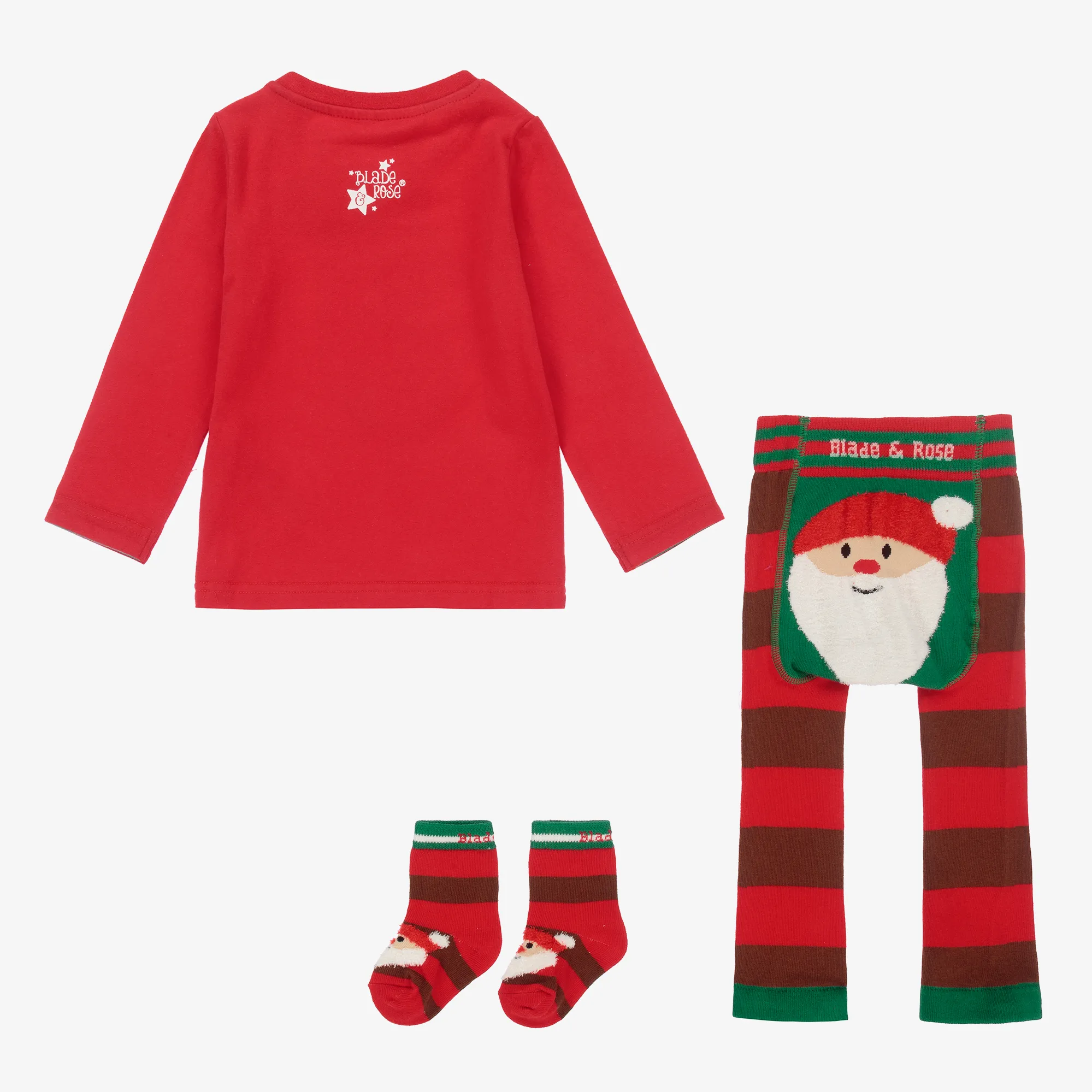 Red Cotton Santa Leggings Set