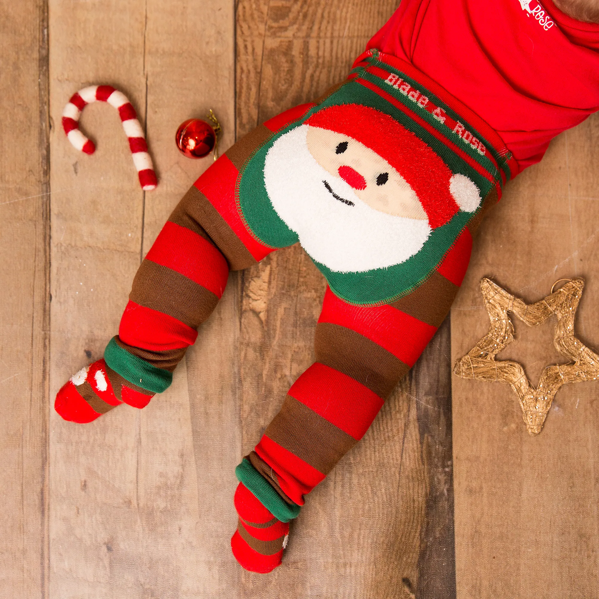 Red Cotton Santa Leggings Set