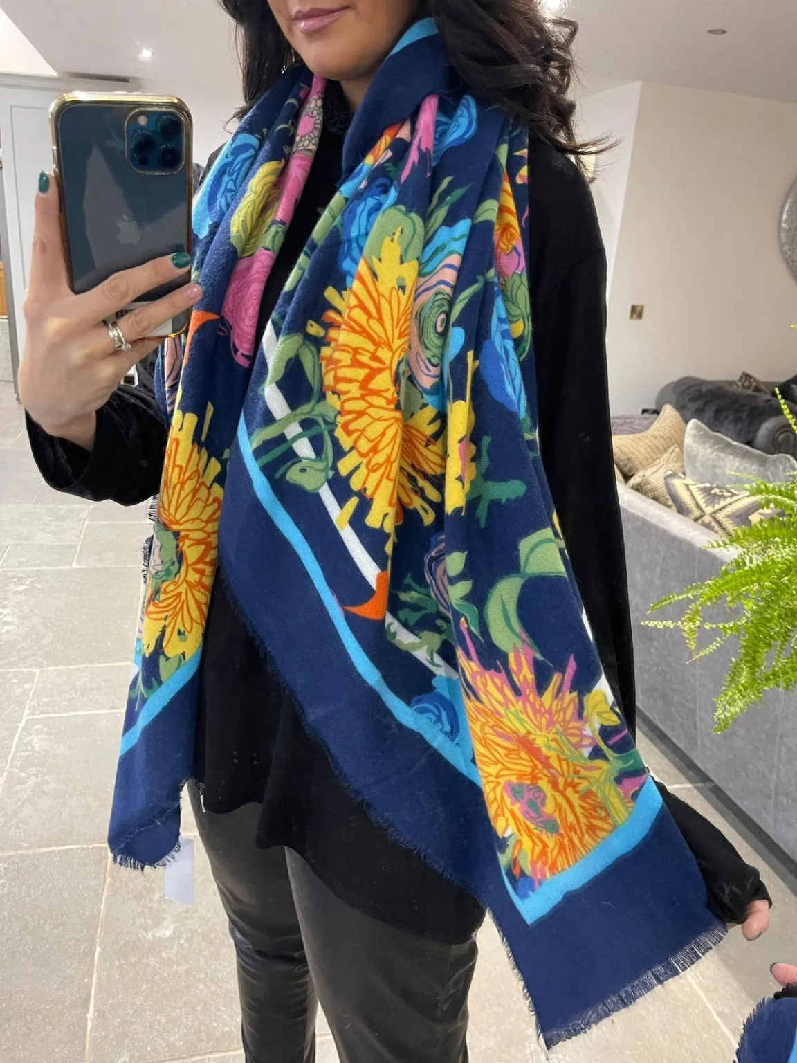 Rose And Dahlia Square Scarf