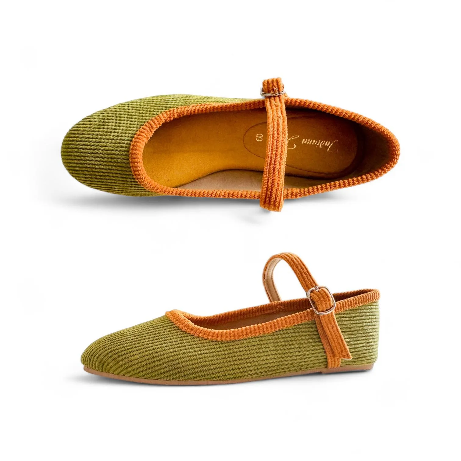 SALLY Two Tone Corduroy Soft Mary Jane Doll Shoes