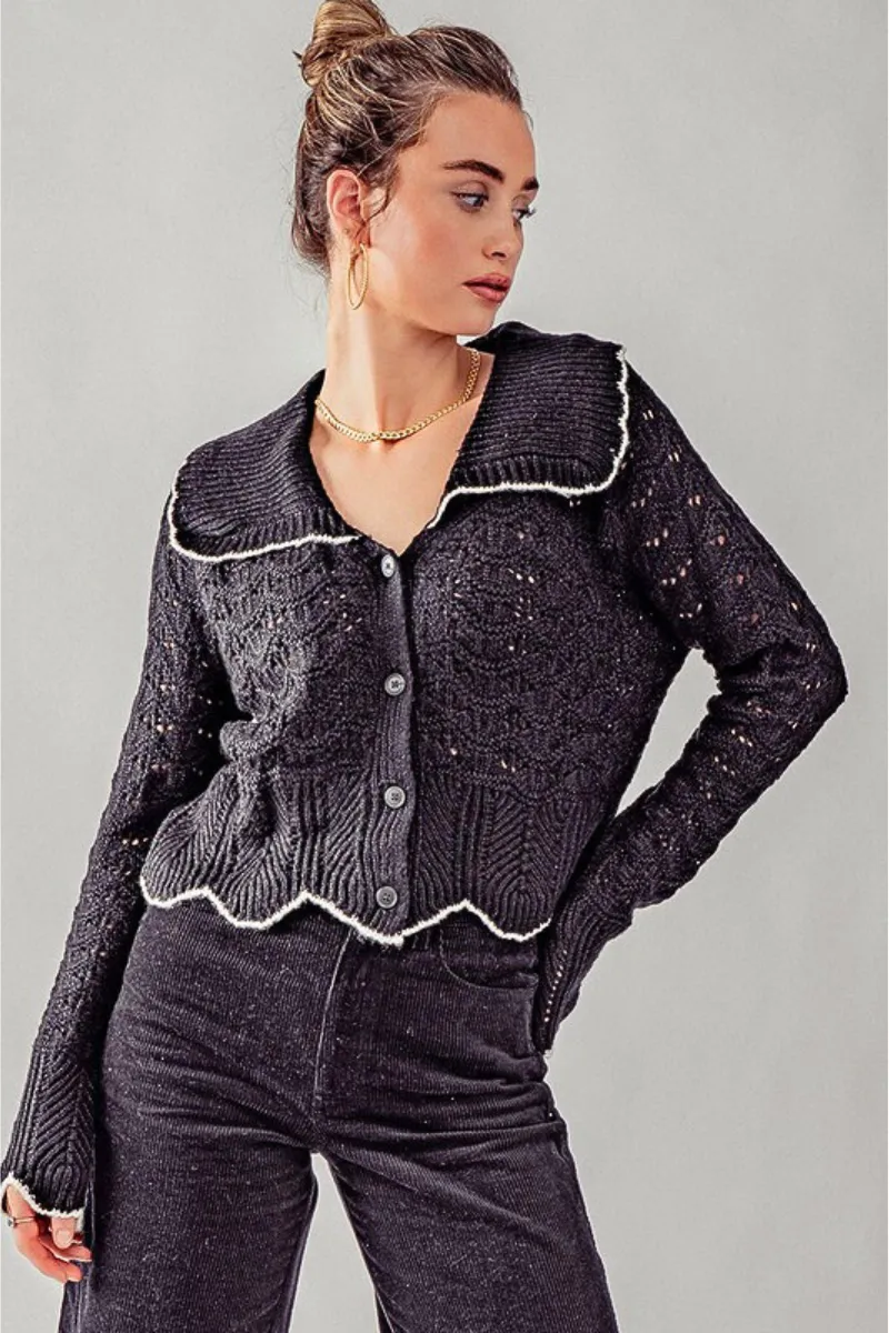 Scallop Pointelle Cardigan