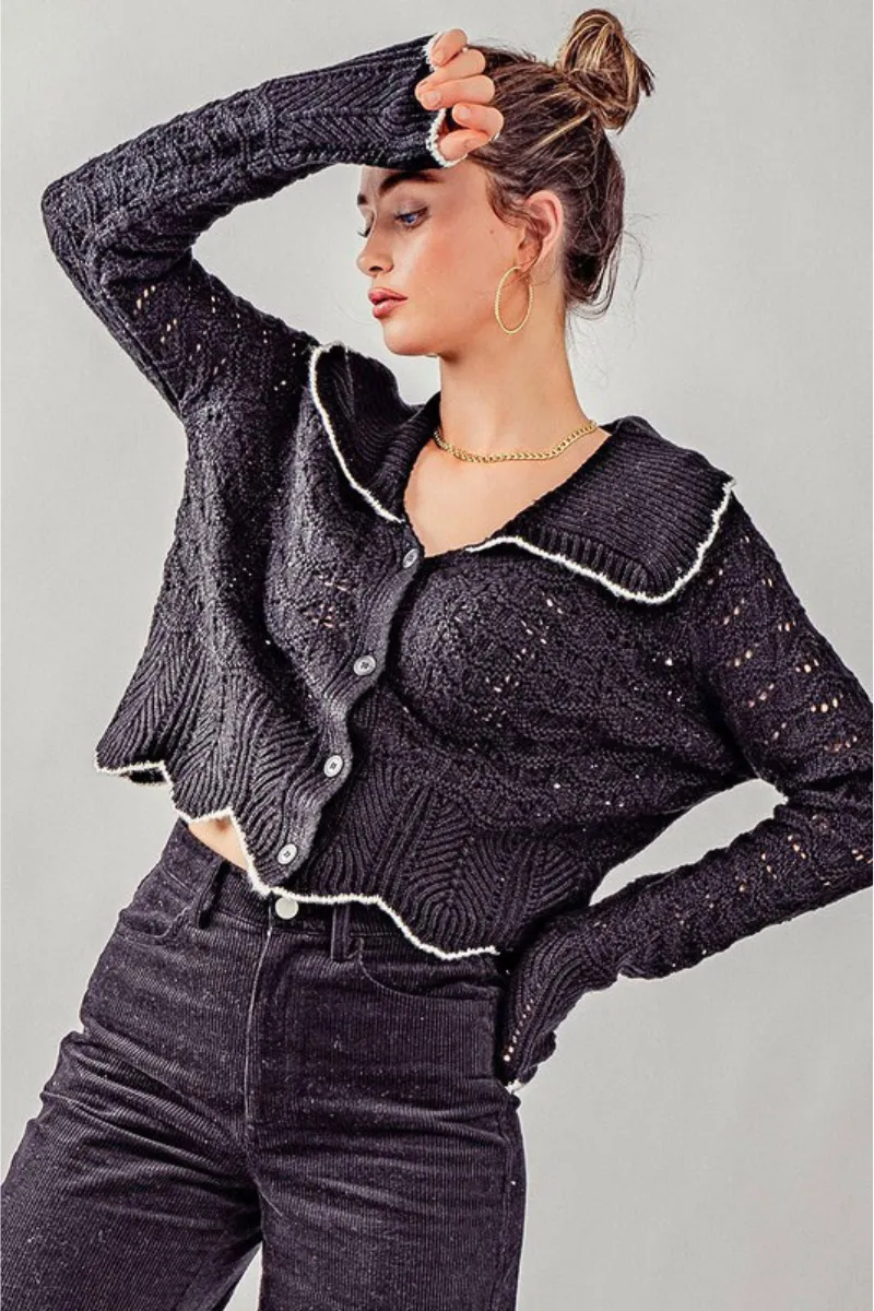 Scallop Pointelle Cardigan