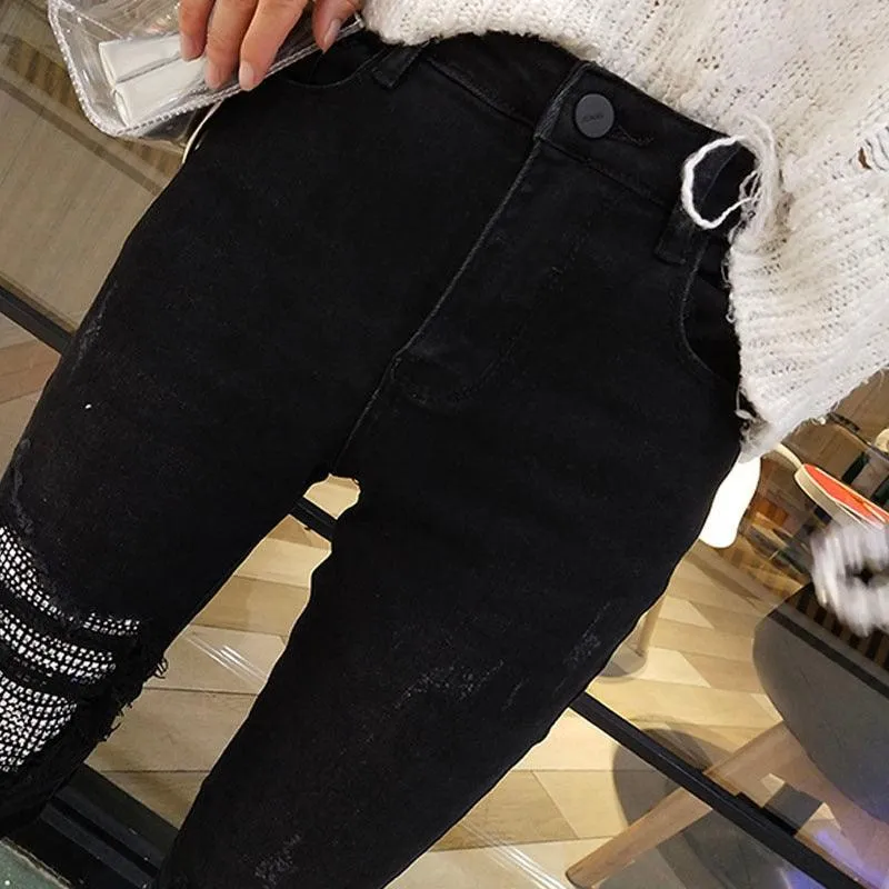 Sequined Hole Jeans for Women