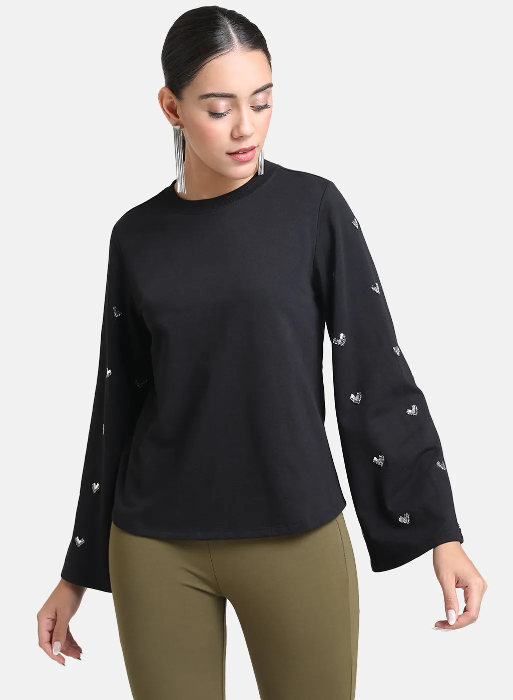 Sleeve Embellished Sweatshirt