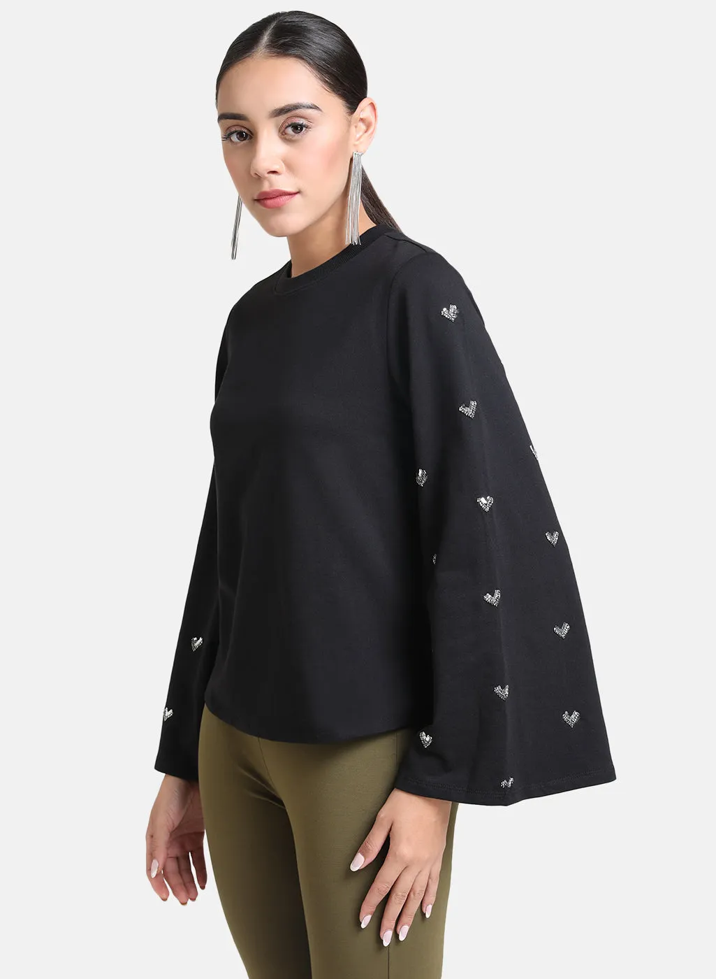 Sleeve Embellished Sweatshirt