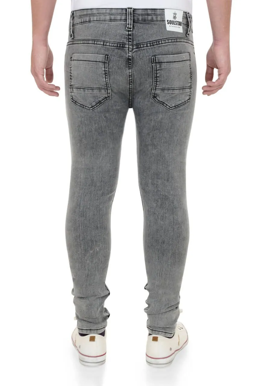 Soul Star Skinny Fit Slim Tapered Denim Jeans Grey