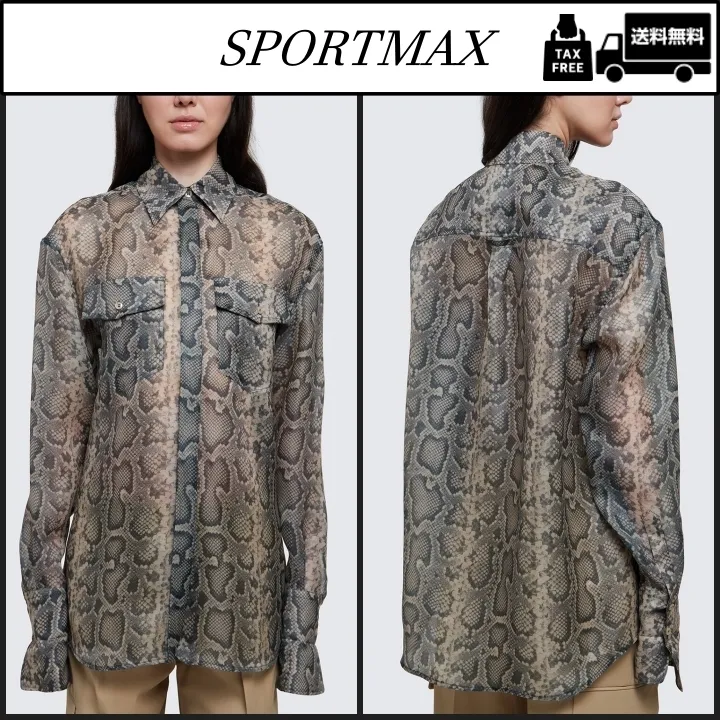 SPORT MAX  |Nylon Long Sleeves Python Super-long Sleeves Tunics