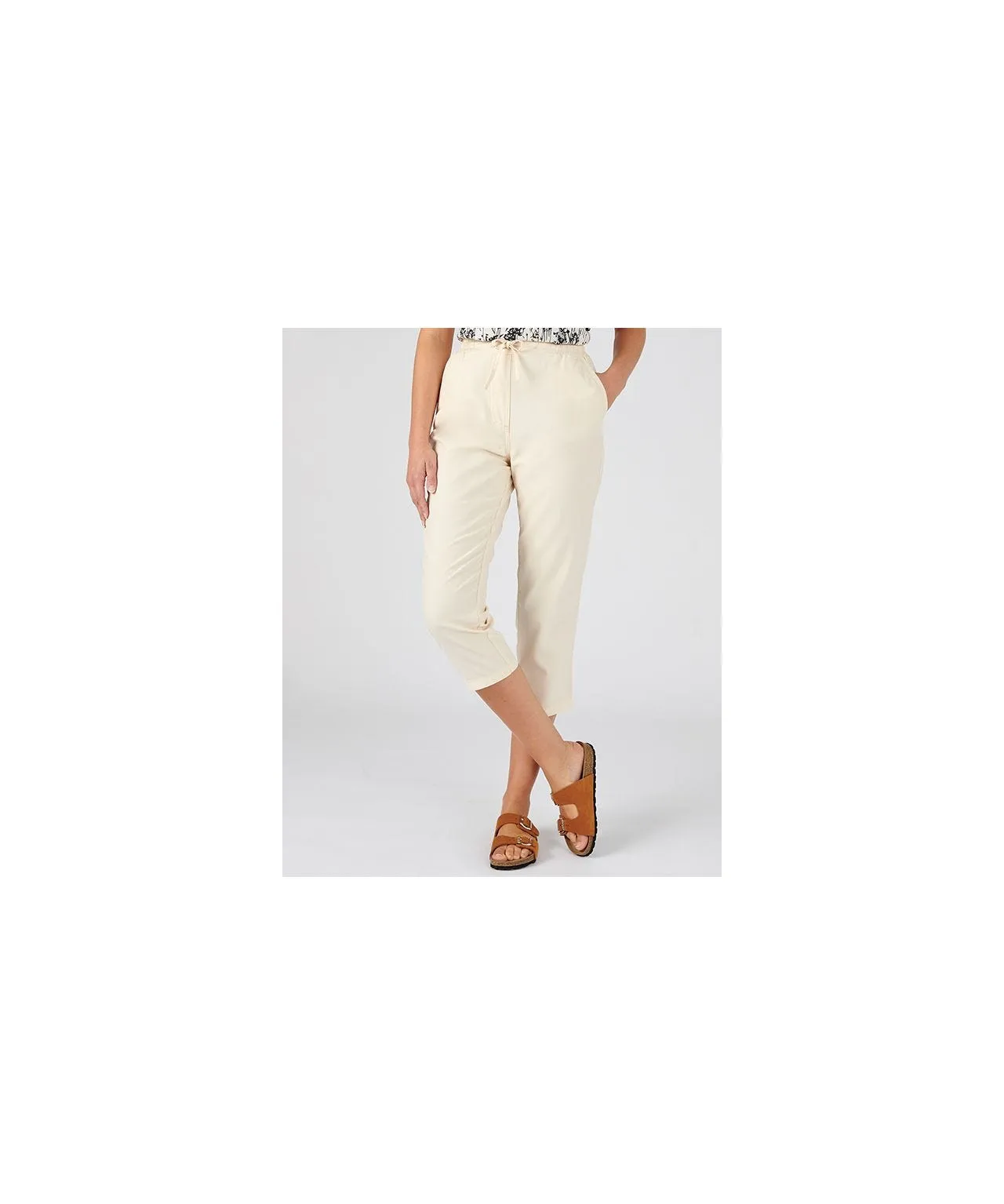 Straight leg Cotton Crop Trousers