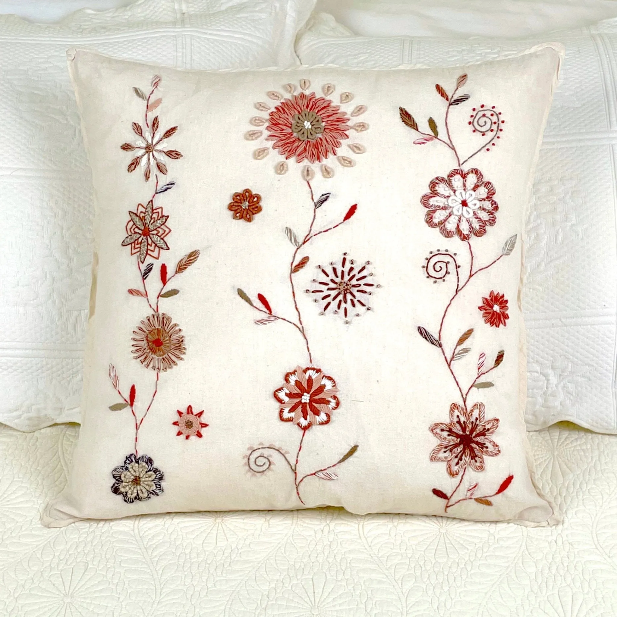 Straw Floral Pillow Covers