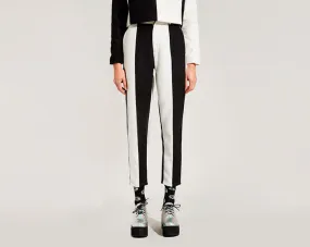 STRIPE WOOL CROP TROUSERS