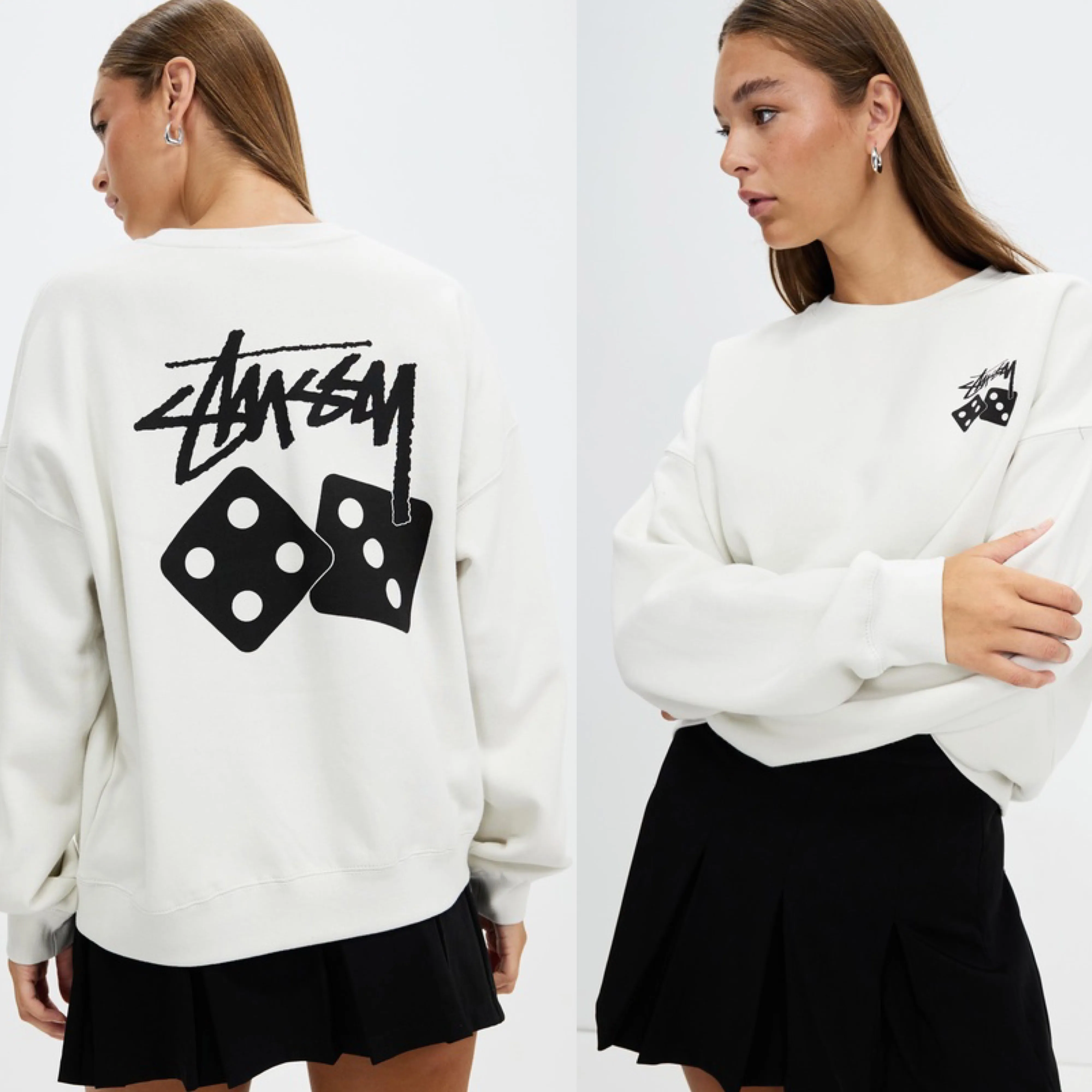 STUSSY  |Crew Neck Flower Patterns Street Style Long Sleeves Cotton