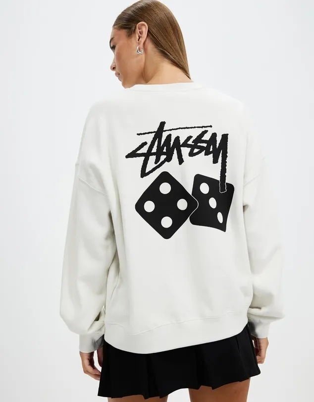 STUSSY  |Crew Neck Flower Patterns Street Style Long Sleeves Cotton