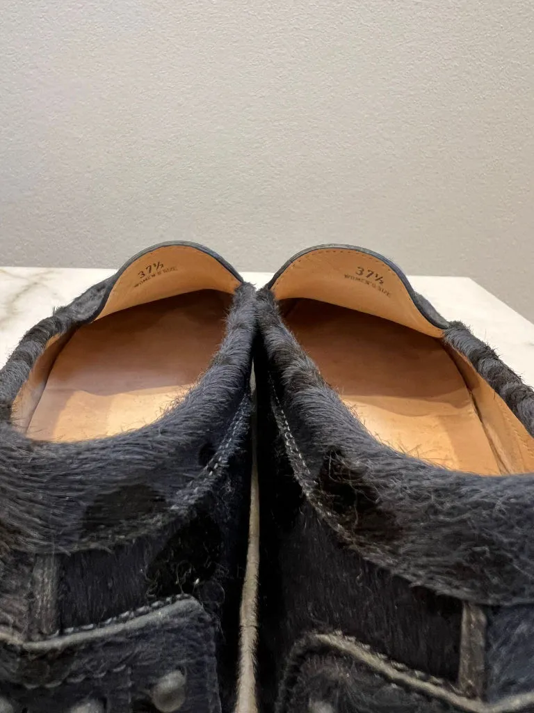 Tods Horsehair Navy and Black Spotted Loafers - size 37.5