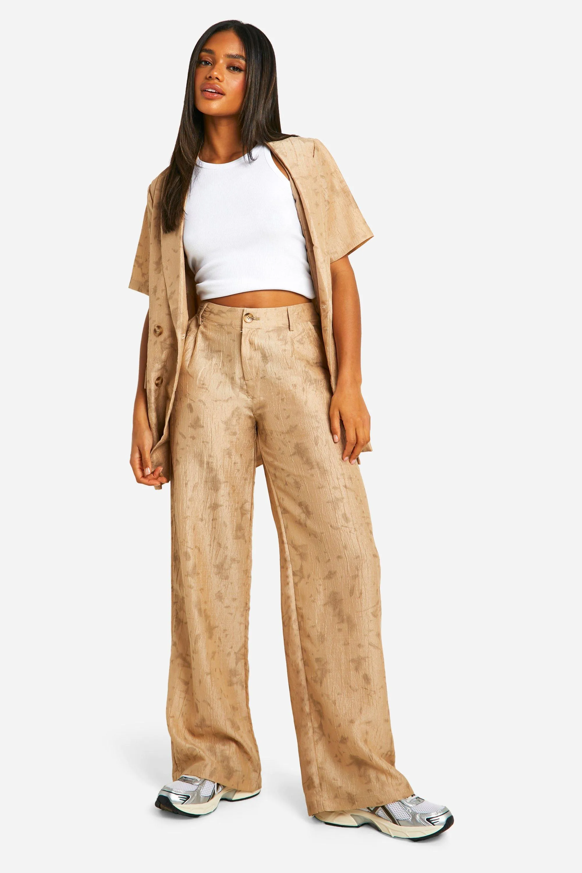 Trousers | Tie Dye Textured Wide Leg Trousers | boohoo