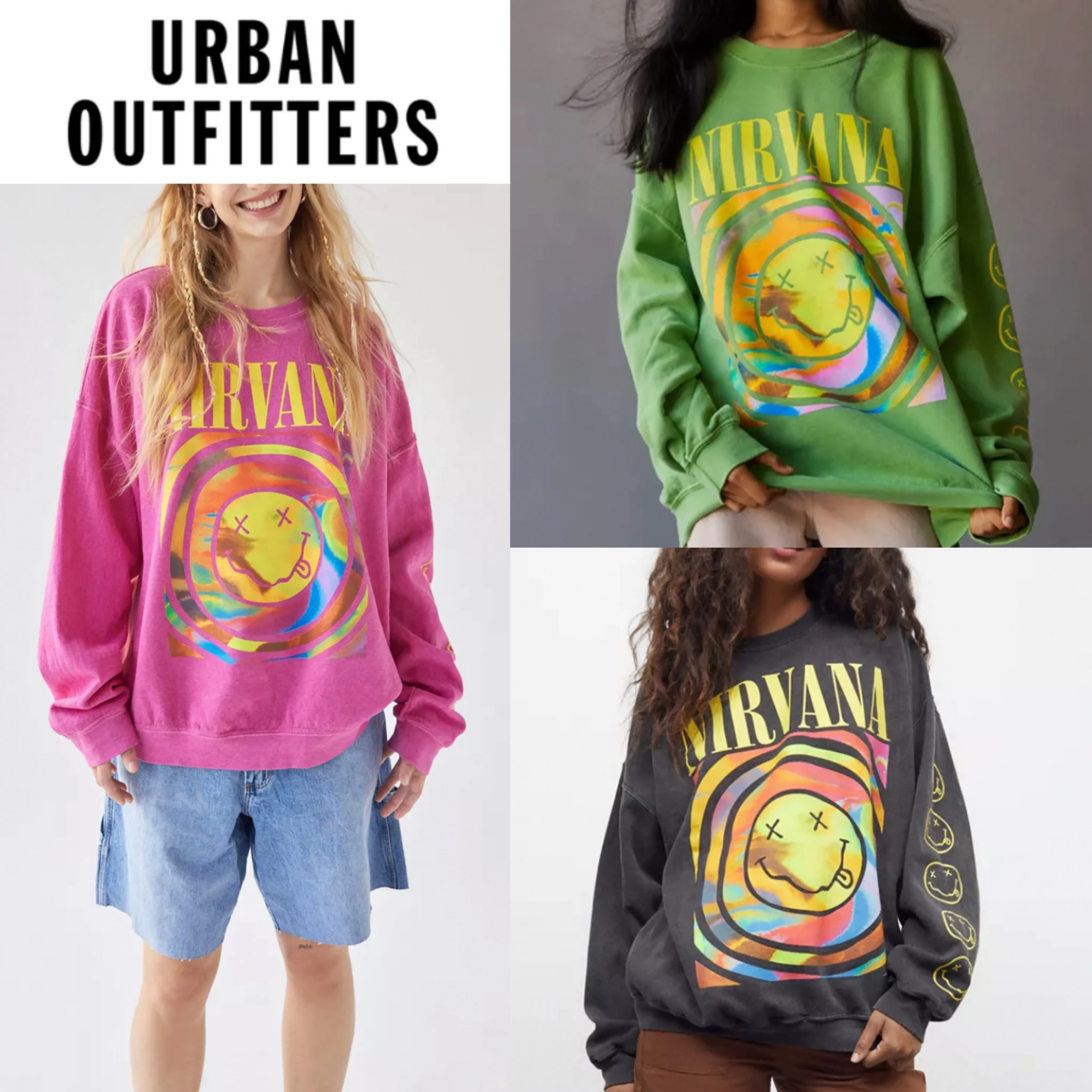 Urban Outfitters  |Crew Neck Blended Fabrics Street Style Tie-dye Long Sleeves