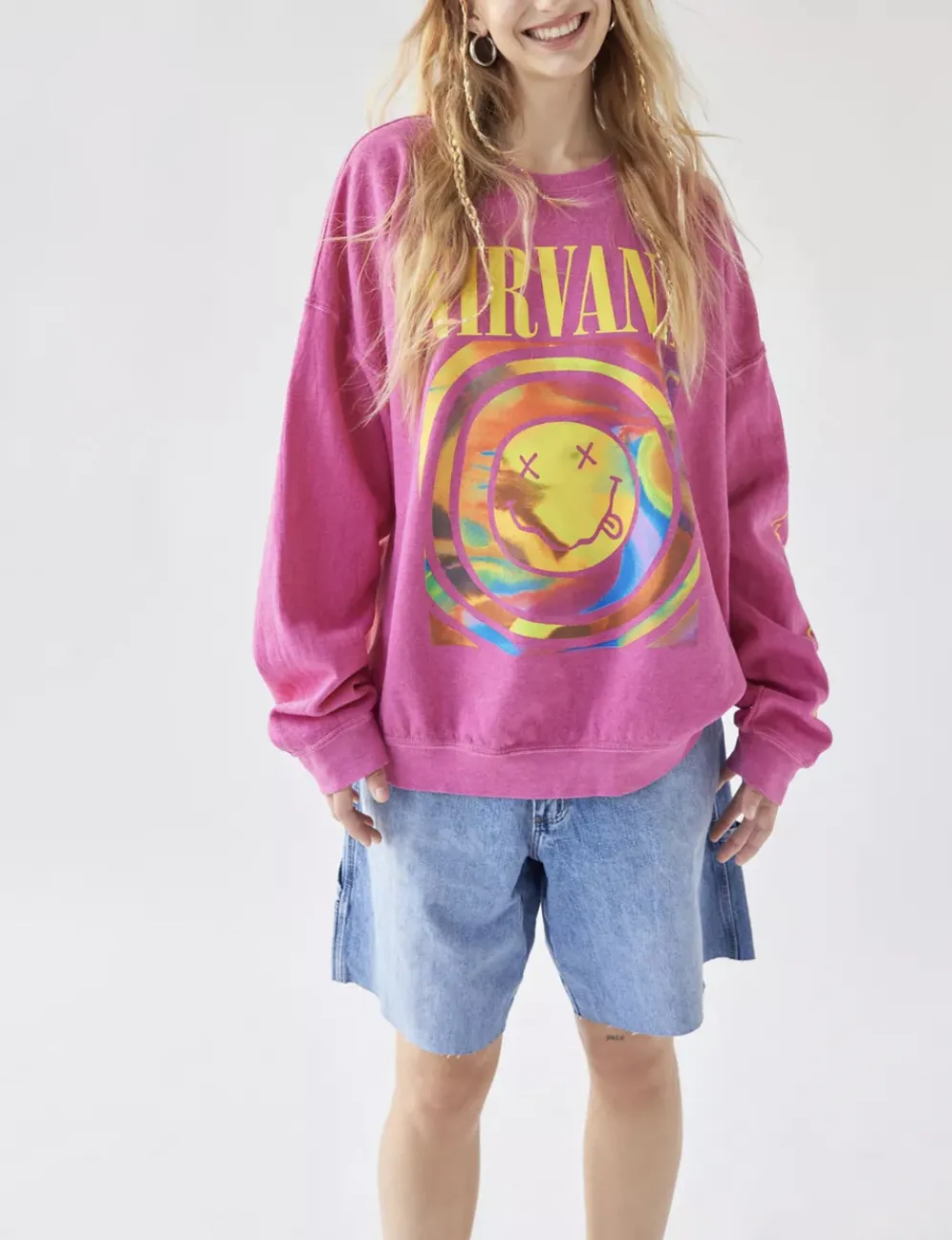 Urban Outfitters  |Crew Neck Blended Fabrics Street Style Tie-dye Long Sleeves