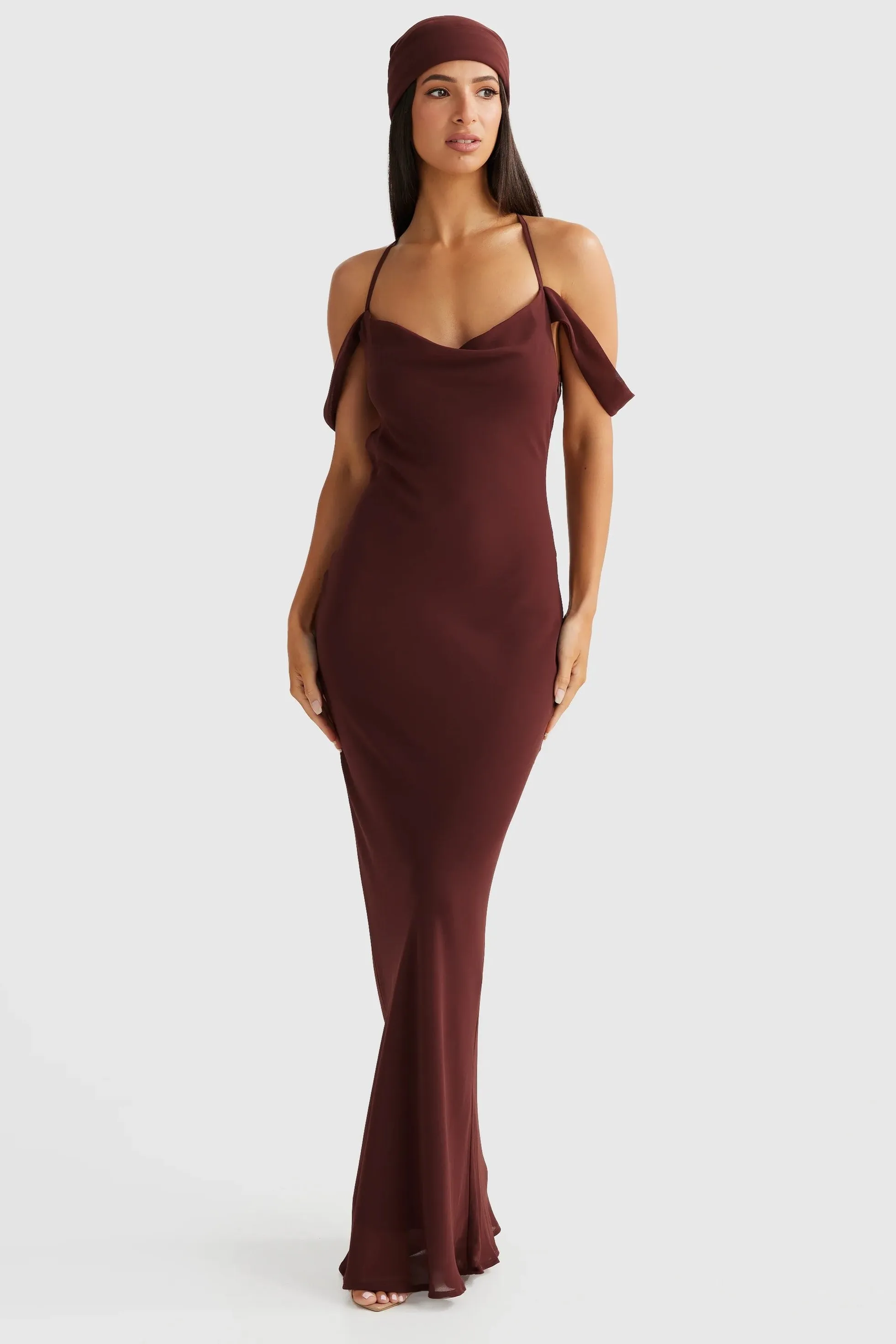 Vienna Bias Cut Gown - Brown