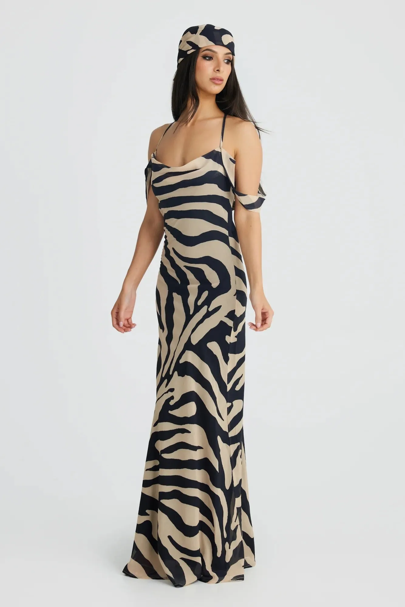 Vienna Bias Cut Gown - Zebra