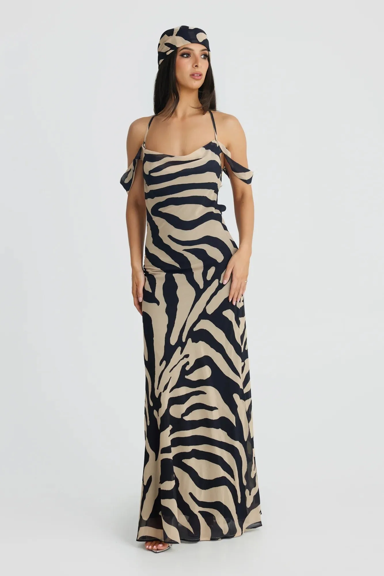 Vienna Bias Cut Gown - Zebra