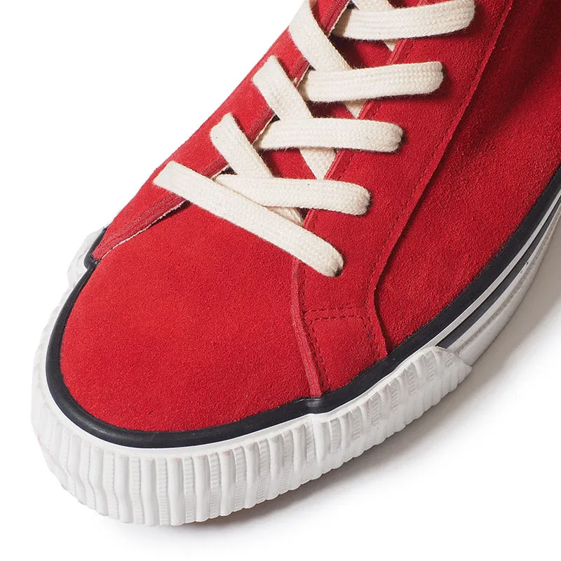 Warehouse 3401 High Top Suede Sneaker - Red