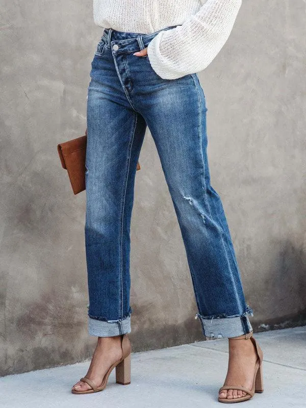 Women Asymmetrical Flyer Jeans