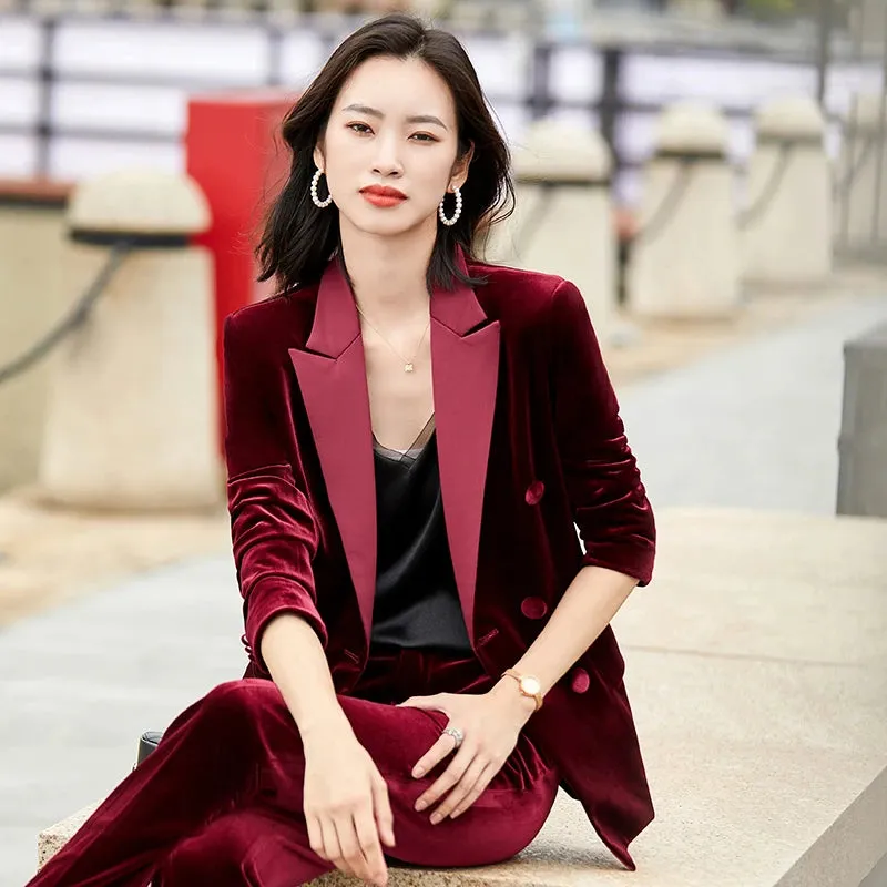 Women's Formal Business Style Work Wear Long Sleeve Blazer Pantsuits