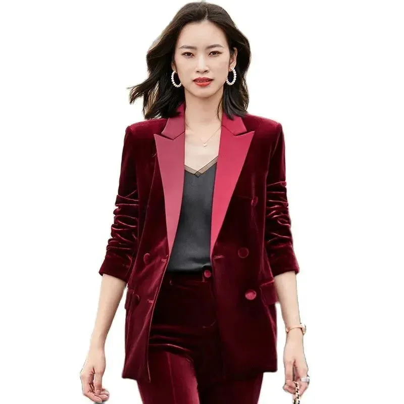 Women's Formal Business Style Work Wear Long Sleeve Blazer Pantsuits