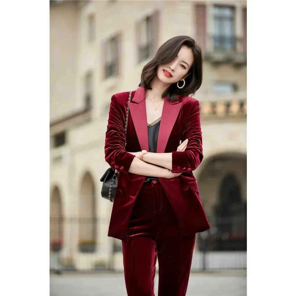 Women's Formal Business Style Work Wear Long Sleeve Blazer Pantsuits