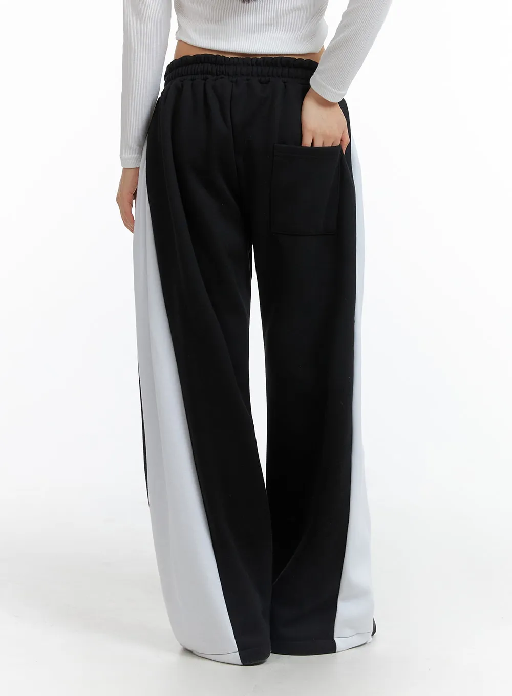 Y2K Mid Waist Contrasting Trim Wide Leg Trousers (UNISEX) CJ412