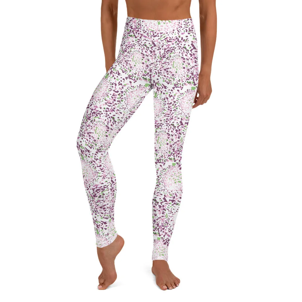 Yoga Leggings in Pink Abstract Floral Print