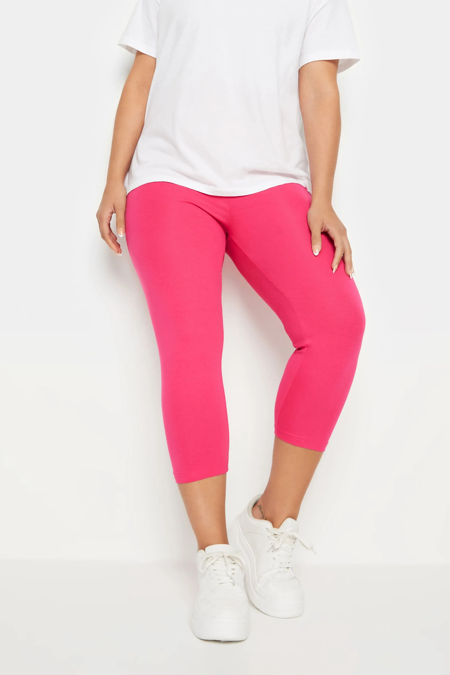 YOURS Curve Pink Cropped Leggings