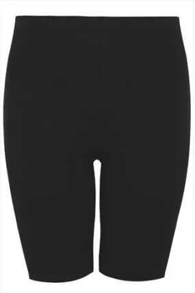 YOURS FOR GOOD Curve Black Essential Cotton Stretch Cycling Shorts